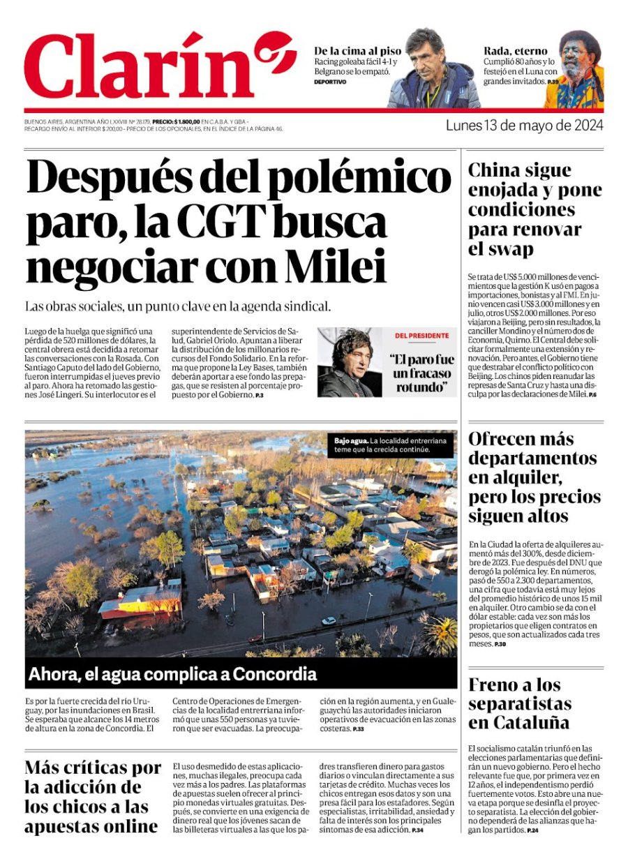 Tapa del suplemento papel