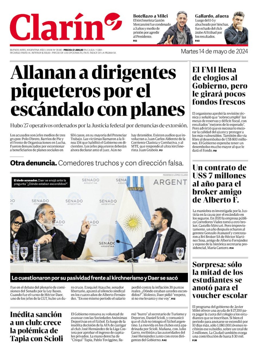 Tapa del suplemento papel