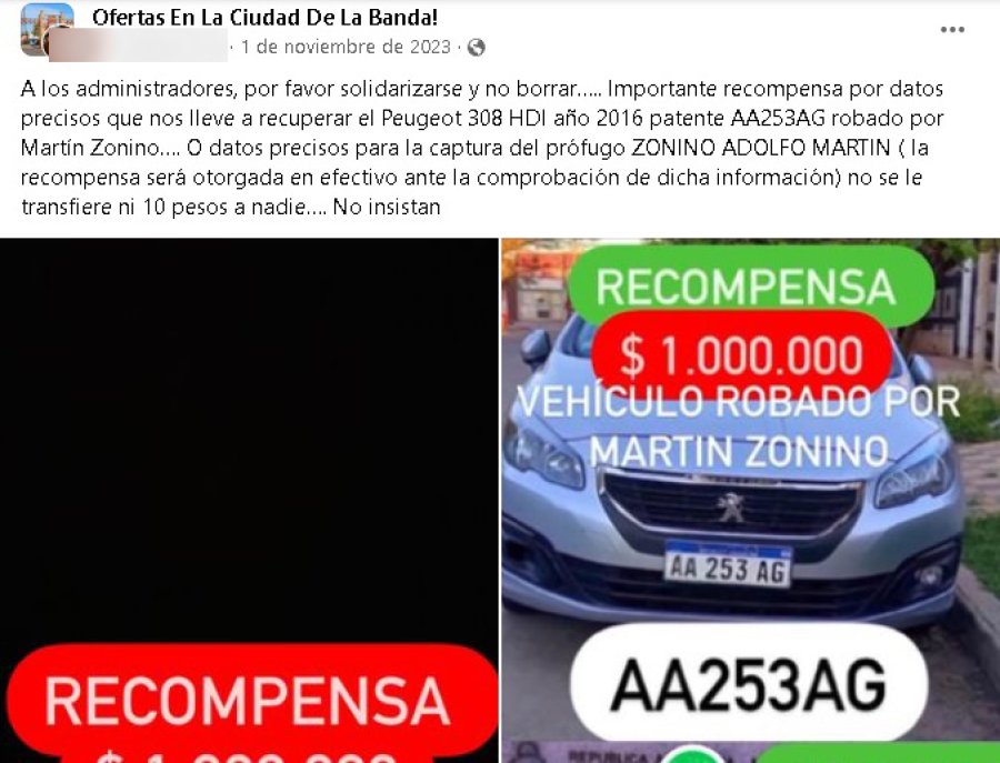 As&iacute; lo buscaba un damnificado por redes, en noviembre de 2023.
