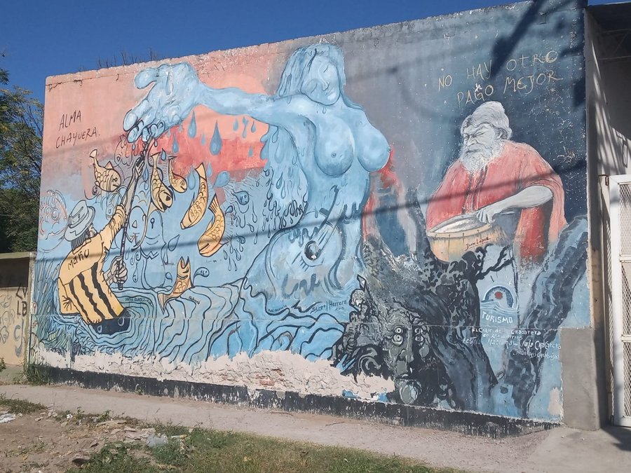 Mural en calle Francisco Viano, a metros de la casa de Alfredo Abalos. En la pintura, &eacute;l, 