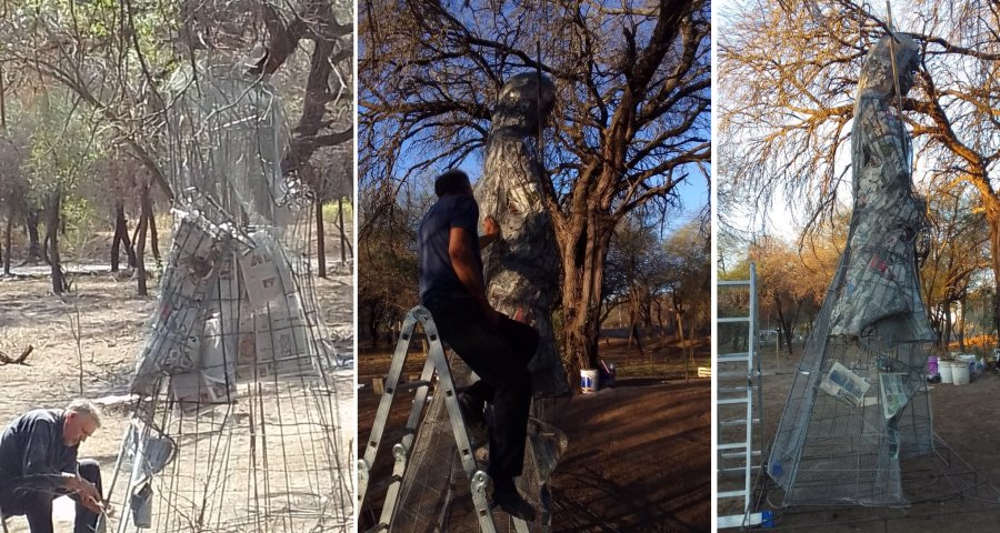 Escultura en proceso, con fe y esmero.