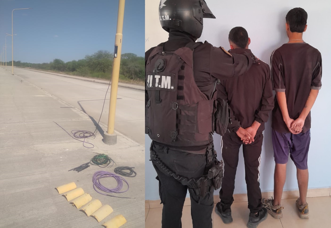 Chocaron a policía mientras escapaban en moto luego de robar cables de