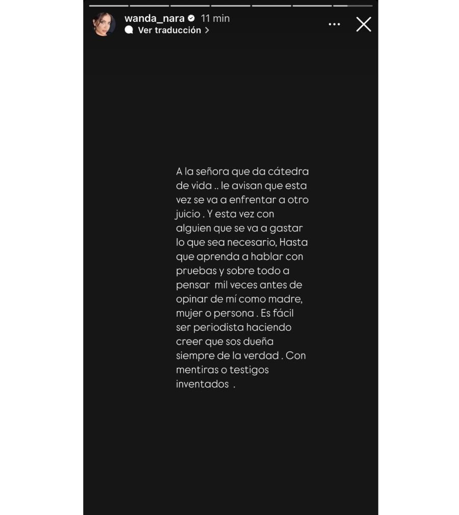 Posteo en Instagram de Wanda Nara