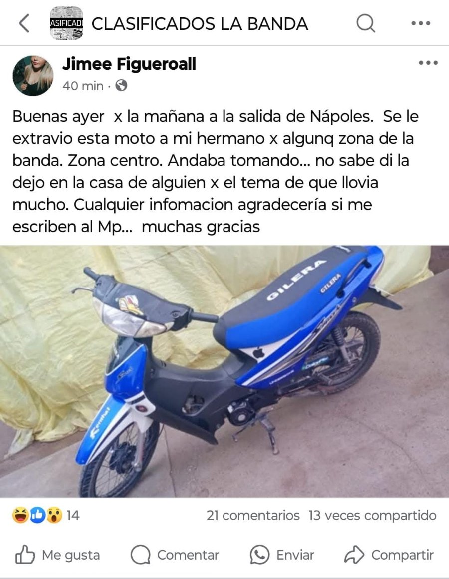 El posteo en CLASIFICADOS LA BANDA.