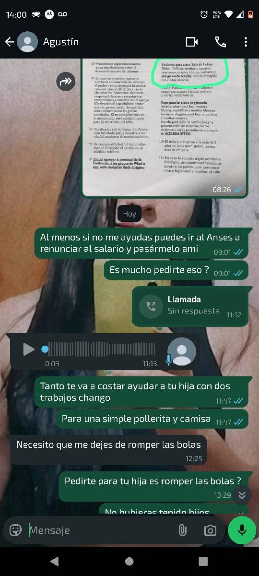 Captura de pantalla publicada por la mujer en su Facebook