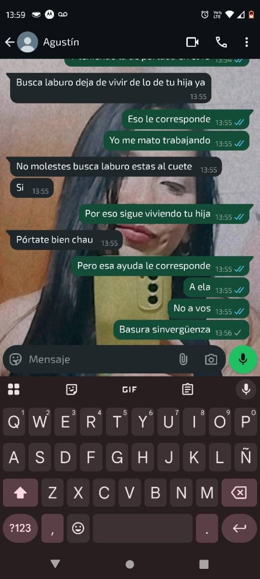 Captura de pantalla publicada por la mujer en su Facebook