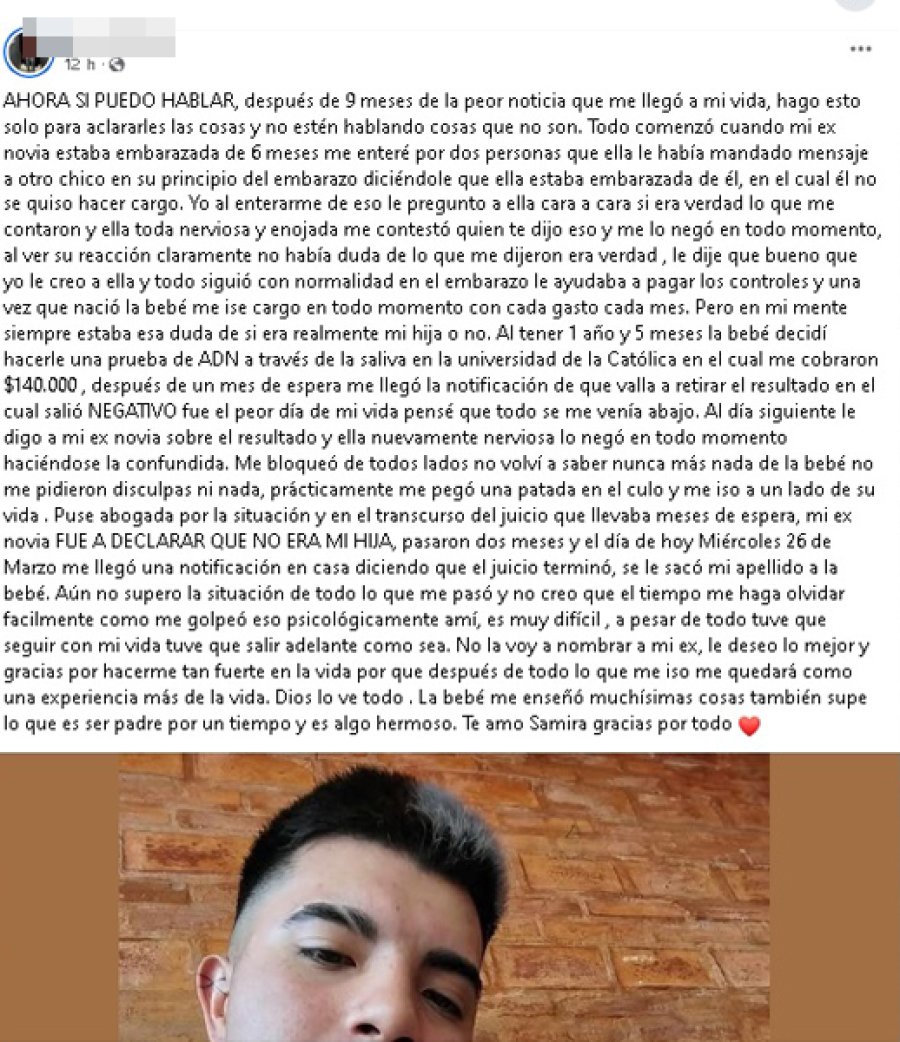 El posteo de Juan (Captura: Facebook).