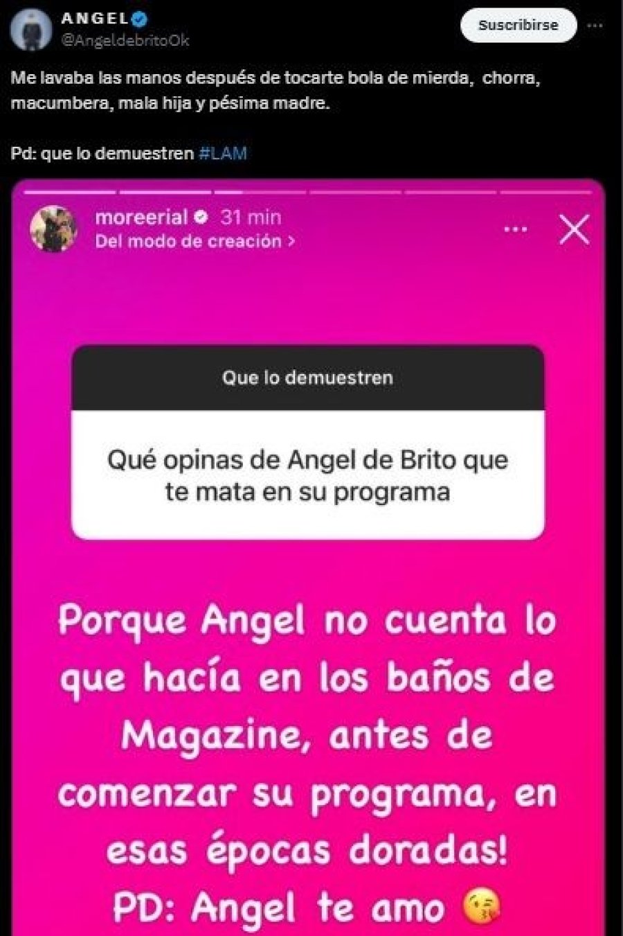 &Aacute;ngel de Brito destroz&oacute; a Morena Rial. (Captura: X)