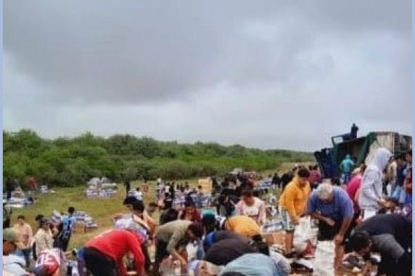 Volcó un camión y la gente se llevó toneladas de limones de exportación