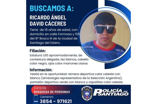 Desesperada búsqueda de un adolescente de 16 años desaparecido en el Bosco III