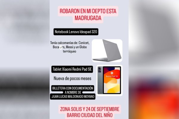 Bº Ciudad del Niño: entraron a un departamento y se llevaron notebook y tablet