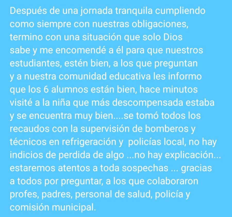 <b>Posteo en redes de la rectora del establecimiento.</b>