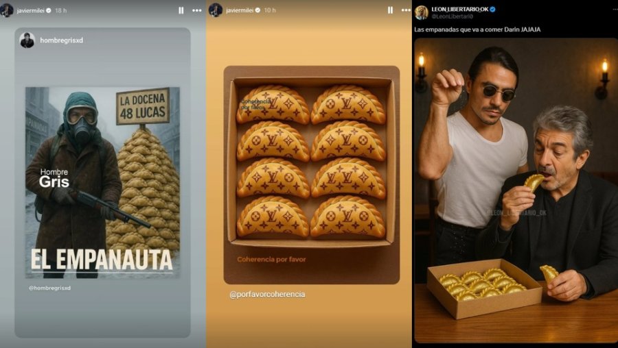 Los chistes que comparti&oacute; Javier Milei, bur&aacute;ndose de Dar&iacute;n, en sus redes sociales. (Imagen: collage de fotos de X e Instagram)