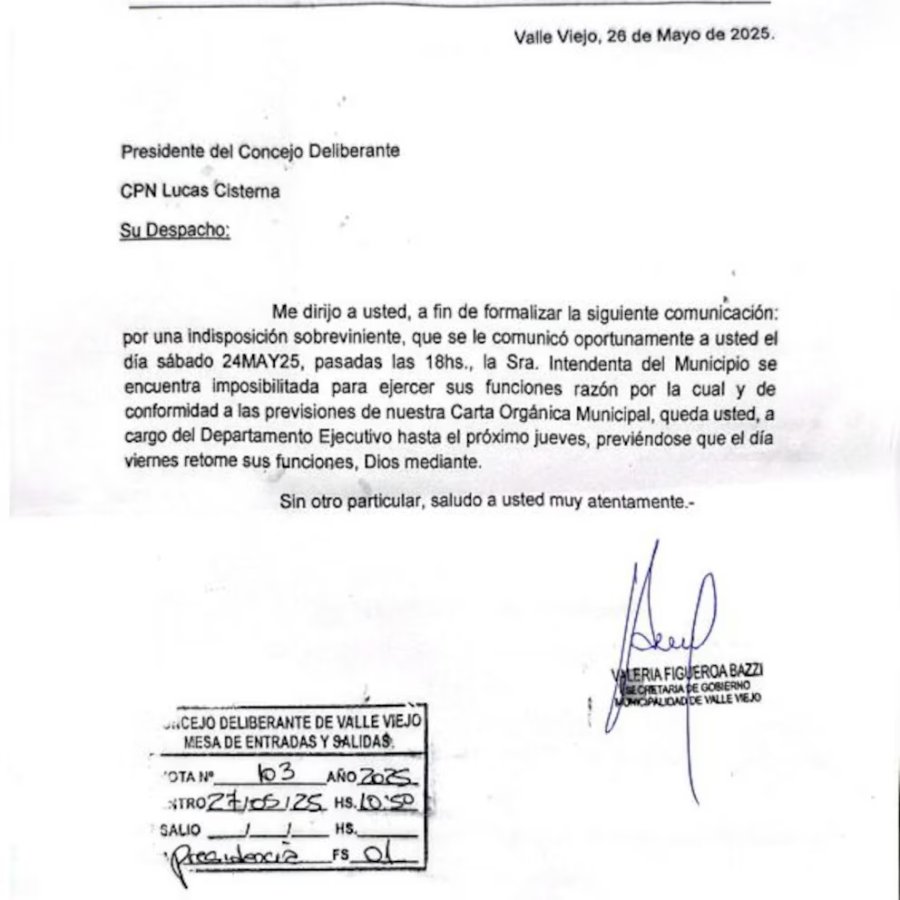 La comunicaci&oacute;n que recibi&oacute; el concejal Cisternas, sobre la ausencia de la intendente Zenteno