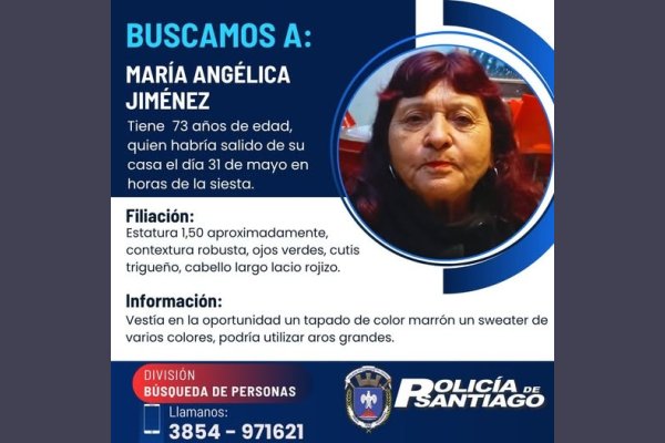 Preocupación en Las Termas por la desaparición de una mujer de 73 años