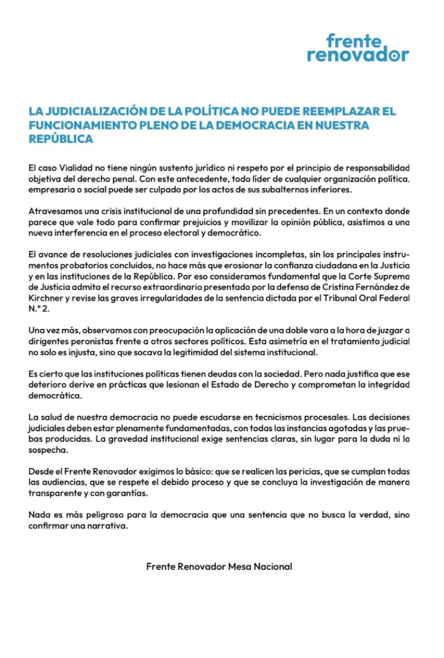 Hizo referencia al llamado por Sergio Massa