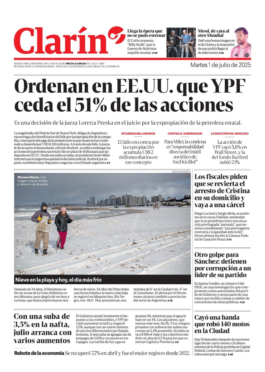 Tapa del suplemento papel