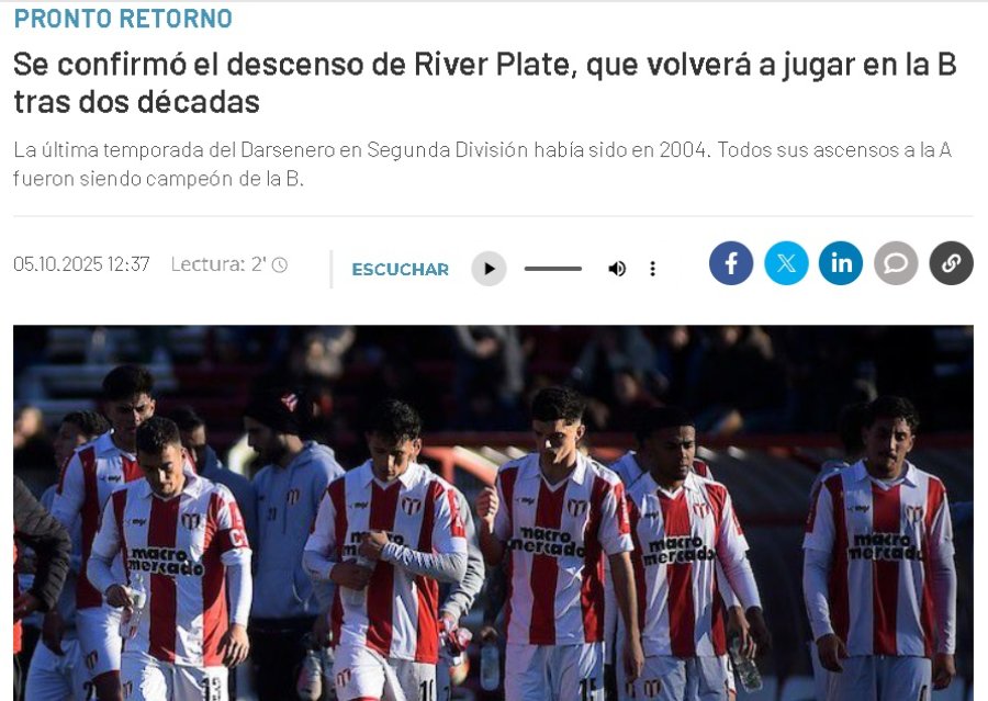 <b>Descenso de River de Uruguay.</b>