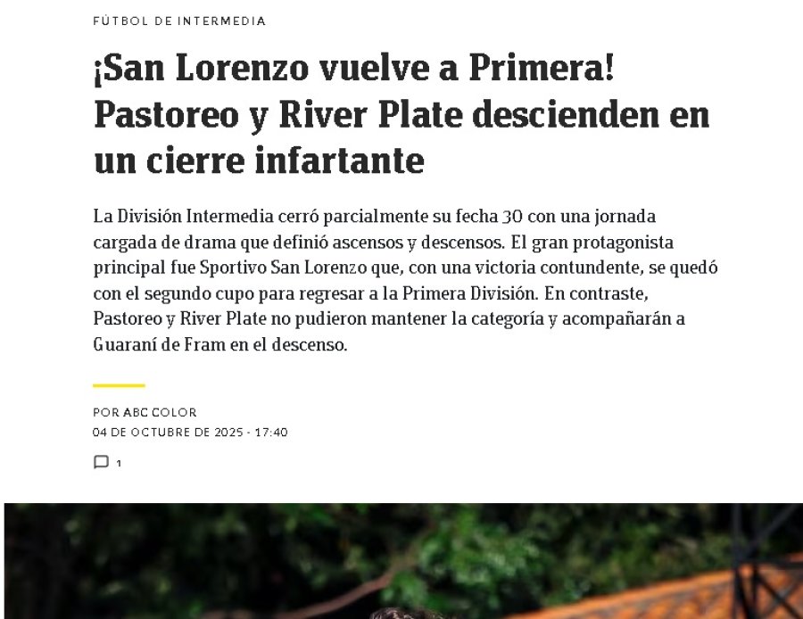 <b>En Paraguay tambi&eacute;n se fue a la B.</b>