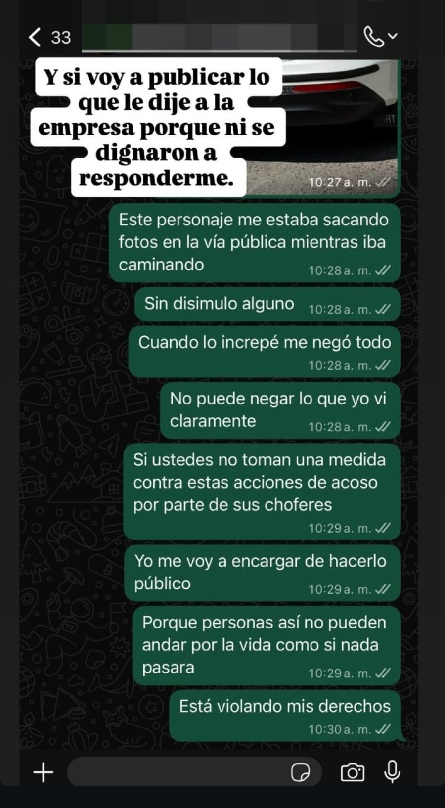 La conversaci&oacute;n con la empresa de radiotaxis