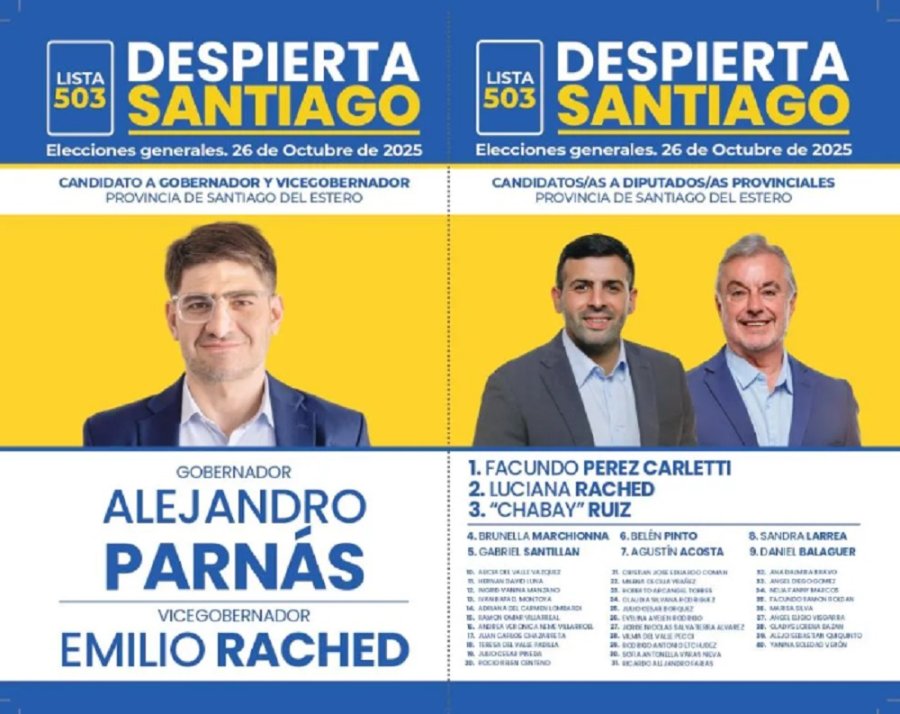 Parn&aacute;s, Rached, P&eacute;rez Carletti y Chabay Ruiz en la boleta de este a&ntilde;o.