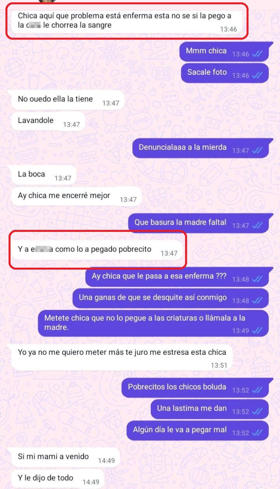 <b>Un chat entre Anto y Cami, hermana de la madre maltratadora.</b>