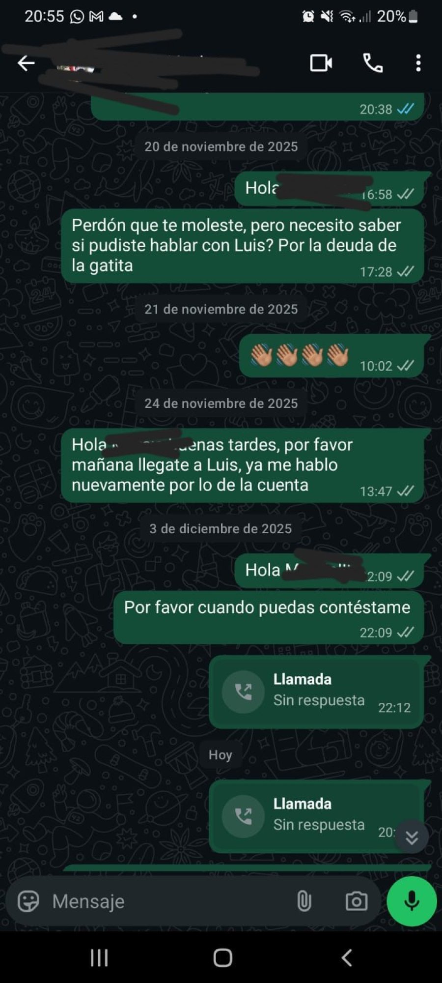 <b>La captura de un chat con la que acompa&ntilde;&oacute; el posteo el veterinario.</b>