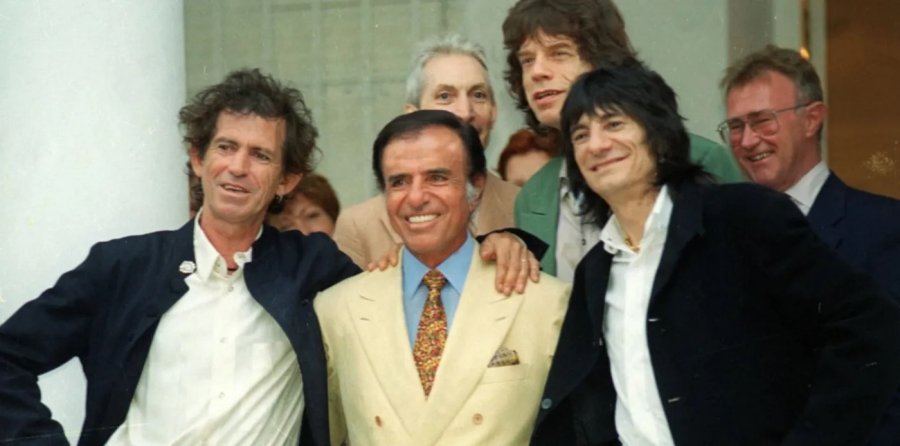 Menem con los Rolling Stones en la quinta de Olivos.