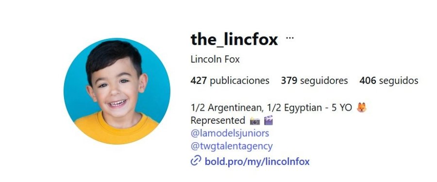 El perfil de Instagram del peque&ntilde;o.