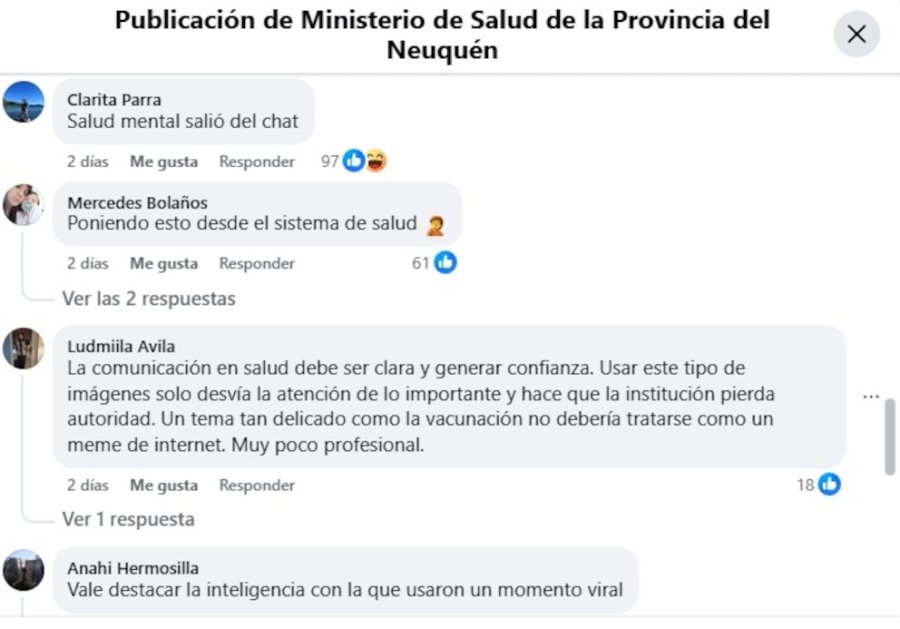Los comentarios en el posteo.