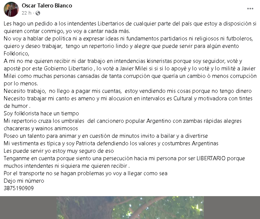 <b>El posteo en Facebook de 
