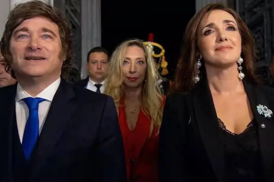 En el discurso en el Congreso, Villarruel tuvo que empujarla para posicionarse al lado del presidente ante las c&aacute;maras.