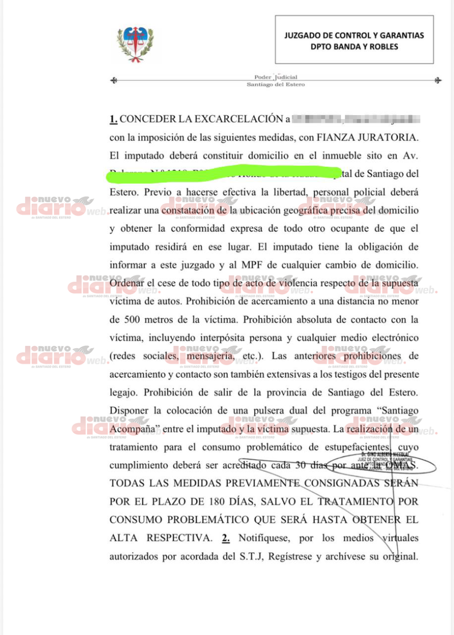 <b>La resoluci&oacute;n de excarcelaci&oacute;n.</b>