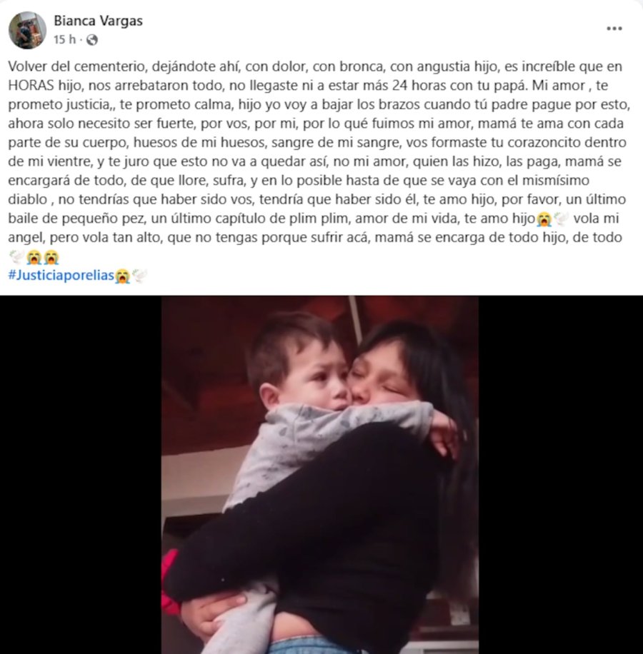 Bianca, la mam&aacute; de El&iacute;as Mateo, volc&oacute; su dolor en las redes.