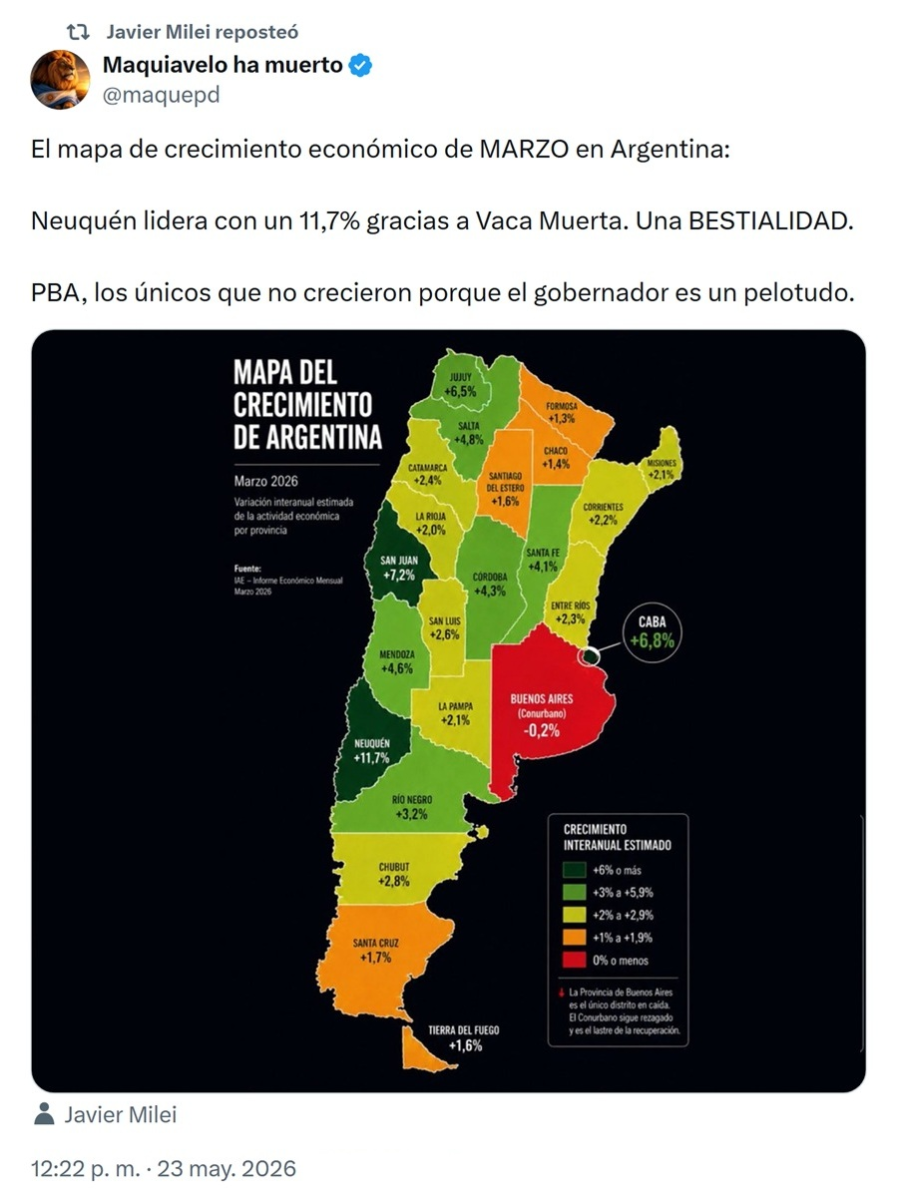 Sin Tucum&aacute;n ni Malvinas, y con provincias deformadas.