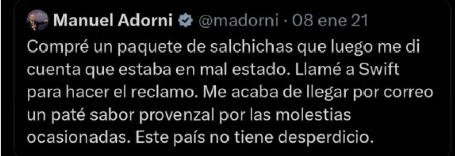La an&eacute;cdota que cont&oacute; Adorni en X (ex Twitter) en 2021.