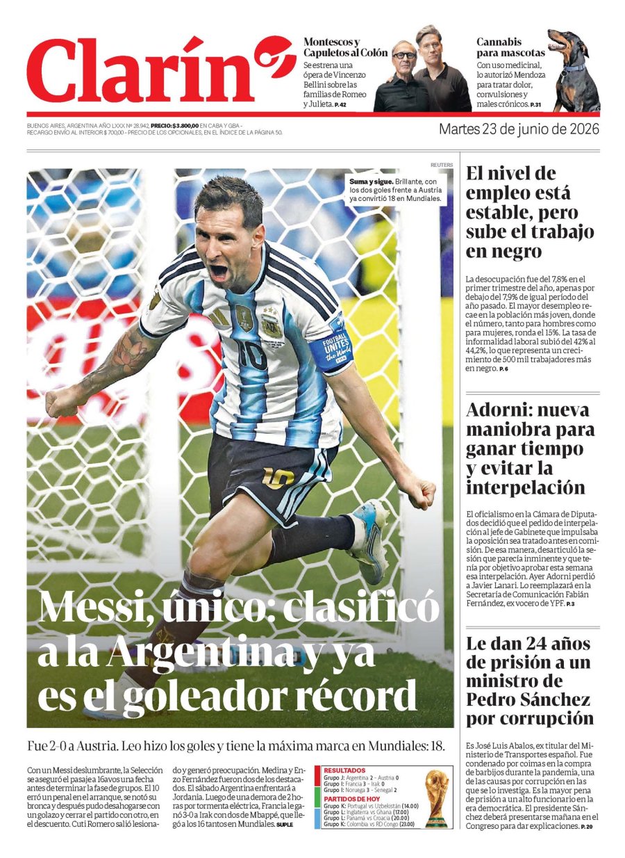 Tapa del suplemento papel