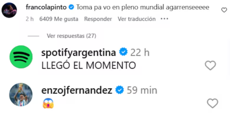 Reacciones ante el posteo.