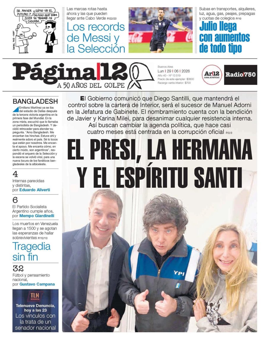 Tapa del suplemento papel