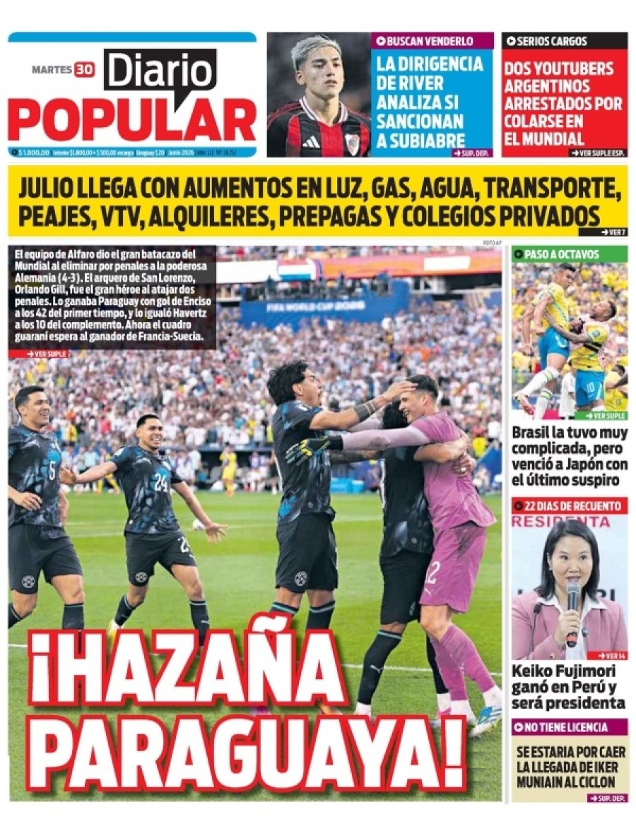 Tapa del suplemento papel