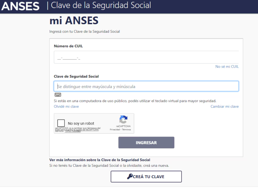 Es necesario ingresar a Mi Anses para completar el tr&aacute;mite.