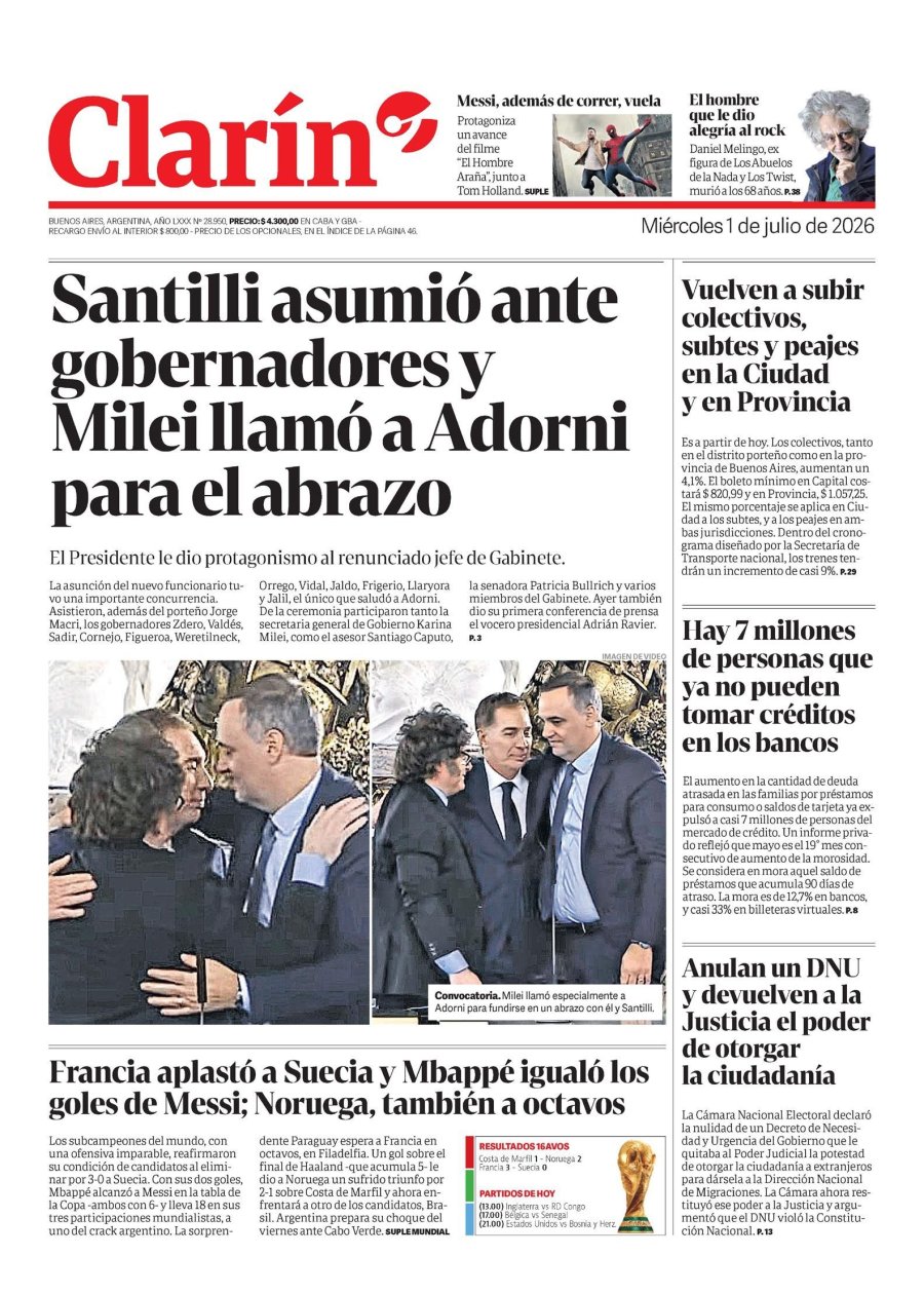 Tapa del suplemento papel