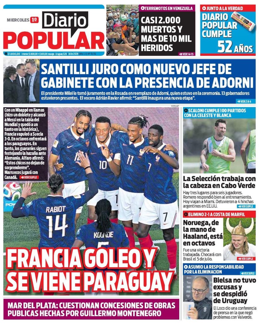 Tapa del suplemento papel