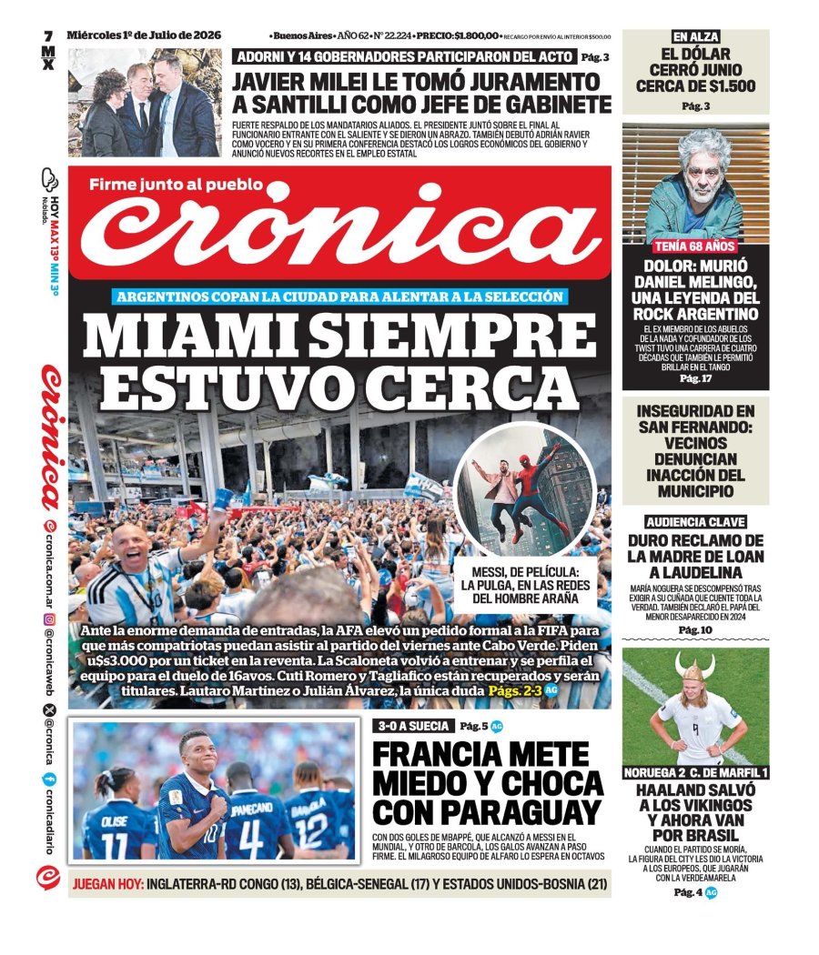 Tapa del suplemento papel