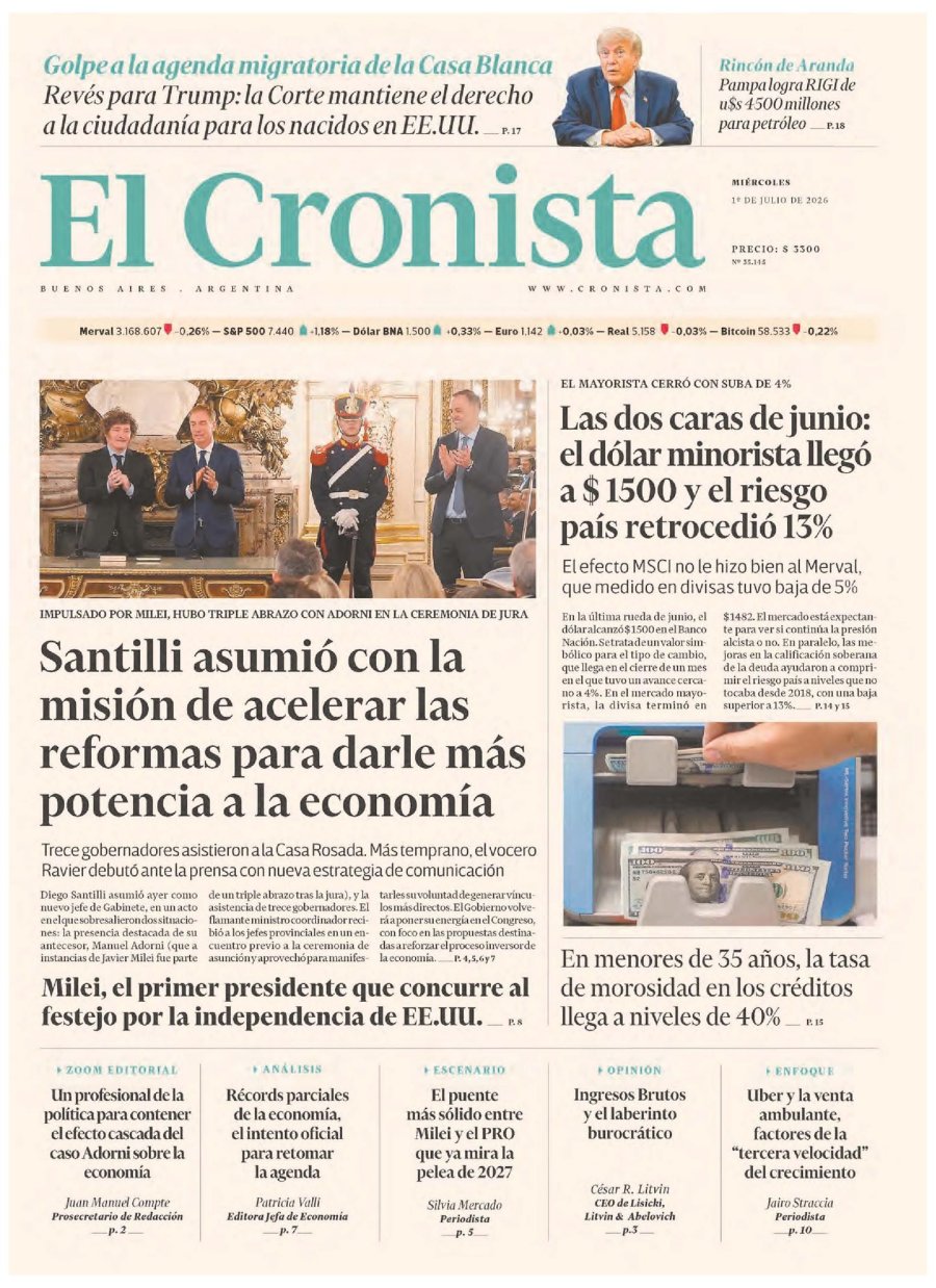 Tapa del suplemento papel