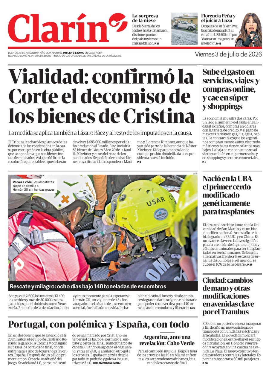 Tapa del suplemento papel