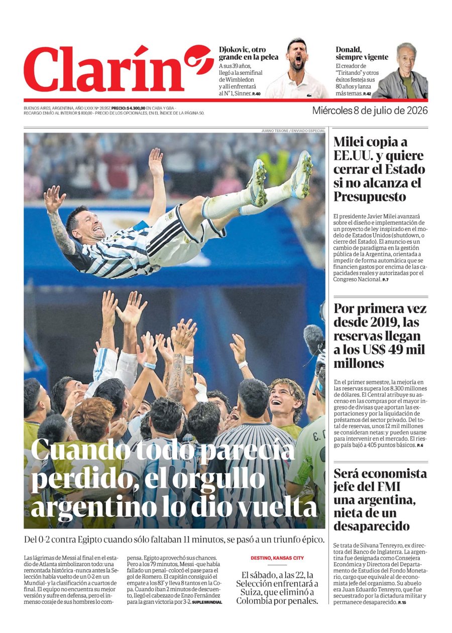 Tapa del suplemento papel