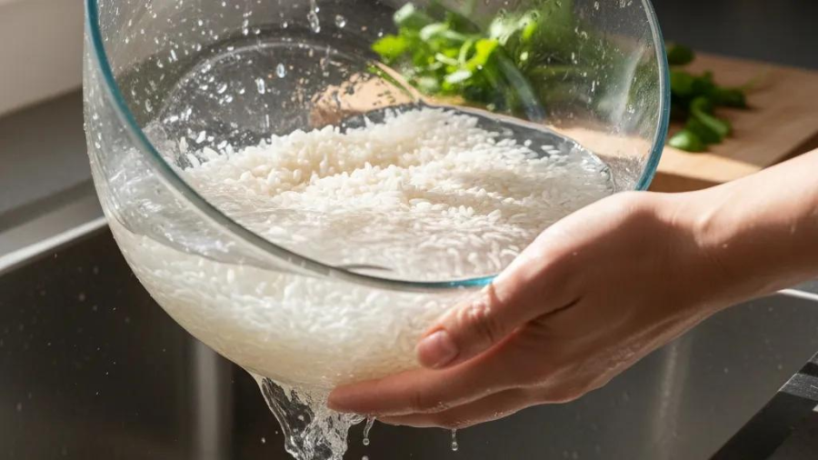 <i>Los cocineros recomiendan enjuagar el arroz varias veces hasta que el agua salga casi transparente.</i>