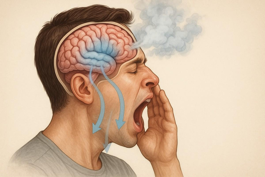 <i>Ilustraci&oacute;n del cerebro con referencias a temperatura, atenci&oacute;n y actividad neuronal.</i>