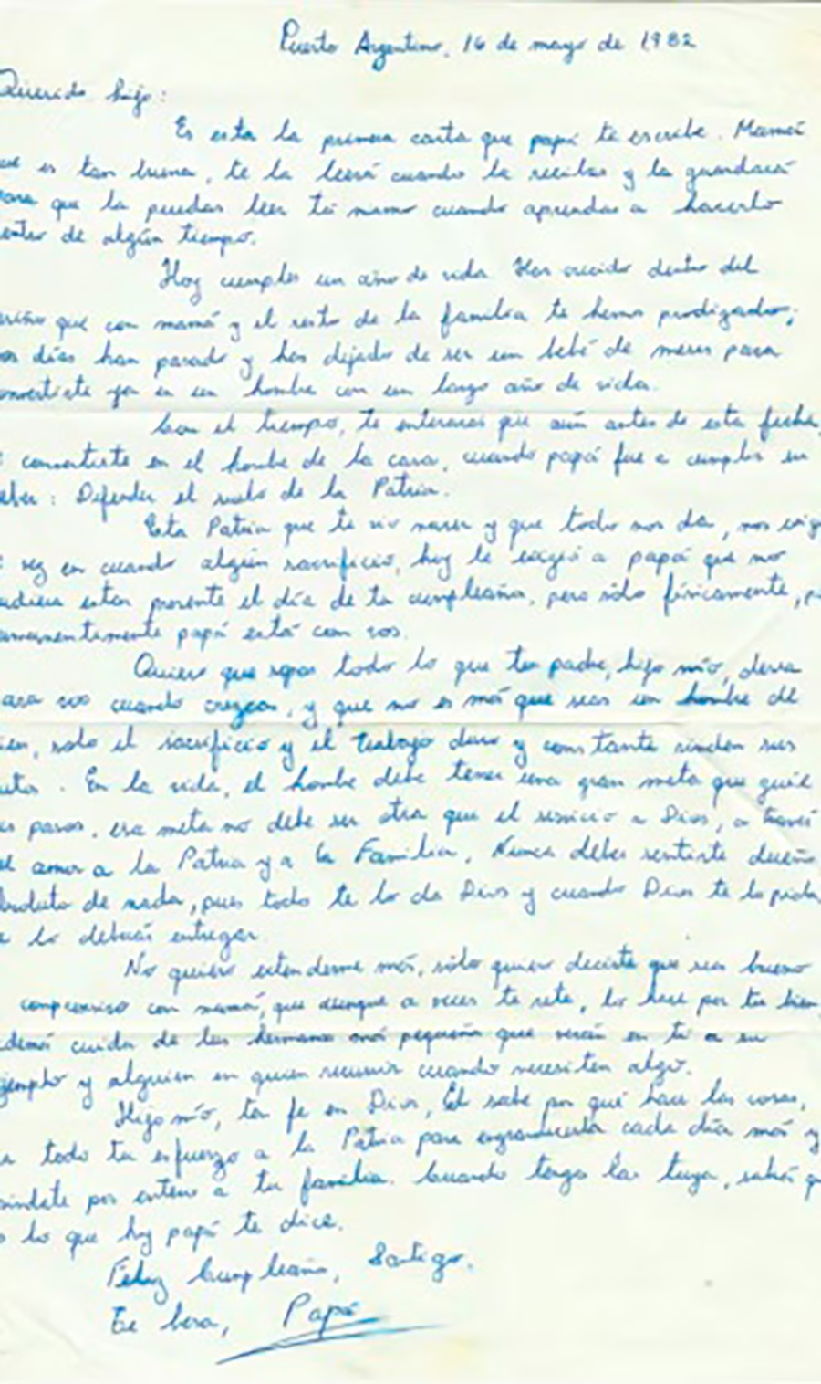 <i>Carlos Martella le escribi&oacute; una carta a su hijo desde las Malvinas. Cr&eacute;ditos: Infobae.</i>